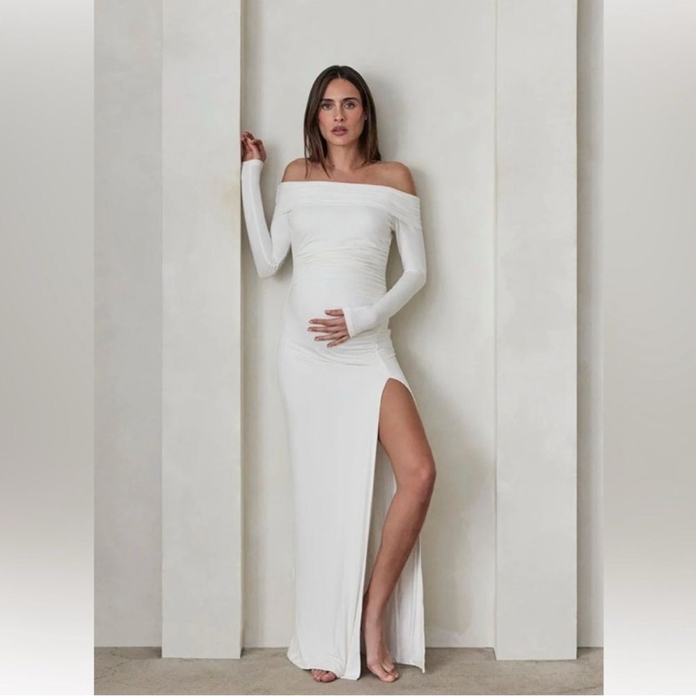 BUMPSUIT NEW Off The Shoulder Evening Dress in white Size M